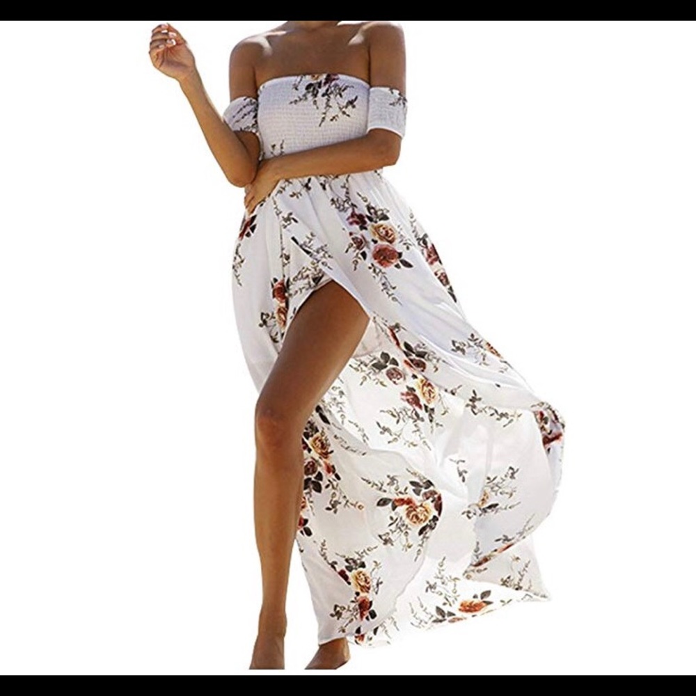 🌺SOLD🌺White Floral Maxi Wrap Dress